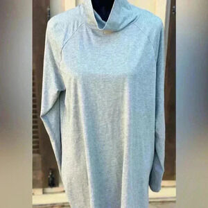 J. Jill Luxe Supima Turtleneck Tunic XLT Heather Gray casual minimalist